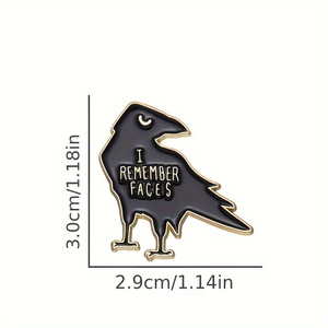1 pz Spilla creativa in smalto a forma di corvo nero inglese, spilla a forma di uccello con scritta 'I <span class=keywords><strong>Remember</strong></span> <span class=keywords><strong>You</strong></span>', distintivo da risvolto, gioiello a forma di animale dei cartoni animati per amici - Product Image 5