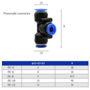 Conector Neumático en Forma de T de 3 Vías para Línea de Aire, Acoplador Rápido de Empuje para Conectar en T - Product Image 2