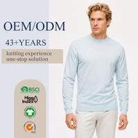 Blitzverkauf Extra Feine Merinowolle Rundhals Langarm Strickpullover für Herren Business Casual Tägliche Kleidung