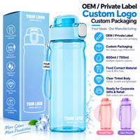 Bouteille d'eau Tritan 600ml 750ml en gros, sans BPA, anti-fuite, bouteille de sport, logo personnalisé OEM, plusieurs couleurs