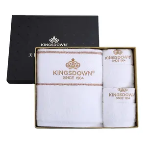 Ensemble de serviettes de bain personnalisées de luxe en coton brodé blanc et noir pour hôtel