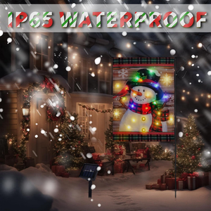 12x18 дюймов, двусторонний Рождественский флаг снеговика, Солнечная светодиодная подсветка, уличные рождественские садовые украшения, тканевый материал - Product Image 5