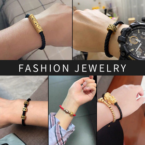 Brazaletes de Cuero PU Trenzado a la Moda, Unisex, Negros con Cierre Dorado, para Regalo, Joyería - Product Image 4