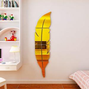 Vendita calda specchio acrilico adesivi murali produttore ingresso bagno decorazione piume oggetti decorativi - Product Image 3