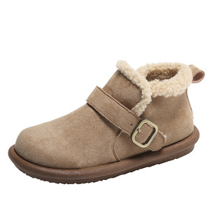 Bottines Chukka pour femmes en daim à bout rond, à lacets, doublure en fourrure, bottines d'hiver chaudes et confortables, semelle en caoutchouc - Product Image 5