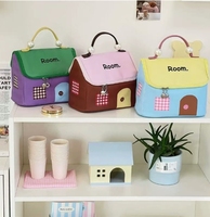 Tas Kosmetik Fashion Bergaris Katun Baru 2025, Portabel dengan Ritsleting, Tas Jinjing untuk Perjalanan, Kapasitas Besar, Terdapat Sekat Penyimpanan, untuk Wanita
