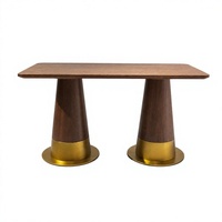 Table basse rectangulaire moderne en bois et métal avec pieds en colonne pour salon et hôtel