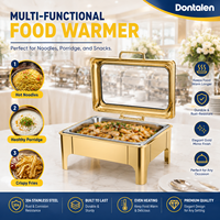 Chafing Dish Dontalen 6/9L Kommerzieller Edelstahl 304 Luxus Gold Gehämmerte Oberfläche Rechteckiger Buffet-Speisenwärmer mit Individuellem Logo