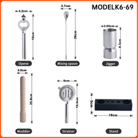 Ensemble d'outils de bar écologiques en bois rustique et acier inoxydable avec support, prix usine, personnalisable, vente en gros Chine