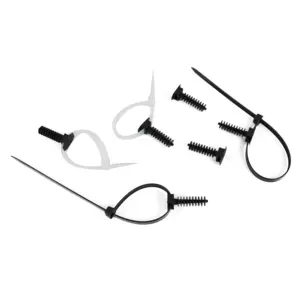 Black Cable Tie Masonry Screw Mounts - Up to 9mm Cable Ties