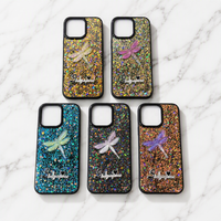 Coque de téléphone en TPU à motif papillon scintillant pour iPhone 18 17 16 15 14 13, coque arrière brillante et féminine pour Samsung A08 A18 A17 A07 A16 A06