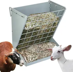 Hay Feeder Wall Mount Free Standing Heavy Duty Sheep Hay Feeder Livestock Feeder with Mineral Grain Tray