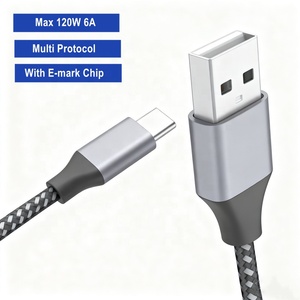 Factory Wholesale 1m 2m 3m <strong>USB</strong> C 120W 6A Fast Charging Type-C <strong>Cable</strong> High Quality Custom Mobile Phone Multi Protocol <strong>USBC</strong> Cord - Product Image 1
