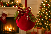 Boules de Noël en velours rouge, décorations suspendues incassables, décorations pour arbre de Noël, cadeau