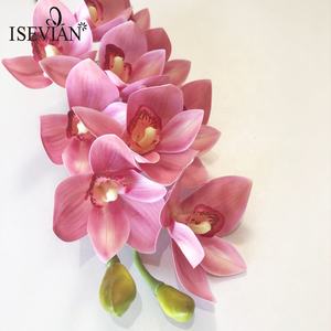ISEVIAN Fleur de <span class=keywords><strong>Cymbidium</strong></span> au toucher réel, <span class=keywords><strong>orchidée</strong></span> artificielle blanche de type <span class=keywords><strong>Cymbidium</strong></span> - Product Image 3
