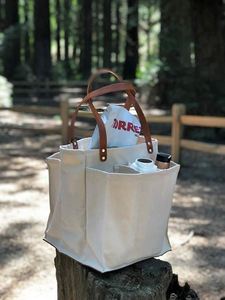 กระเป๋าผ้าแคนวาสเนื้อหนาอย่างดีสำหรับตลาดนักเกษตร พร้อมหูหิ้วหนังวีแกนที่ทนทาน - Product Image 3