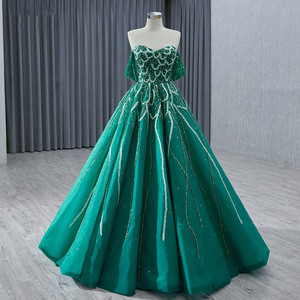Robes de soirée à manches courtes avec applications en tulle, robe de soirée pour femmes, style arabe Dubaï RSM231001 - Product Image 5