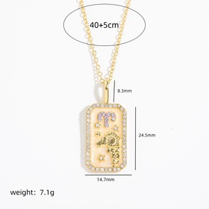 Vente en gros tendance de bijoux en alliage de cuivre et de zircon coloré collier pendentif signe du <span class=keywords><strong>zodiaque</strong></span> plaqué or - Product Image 3
