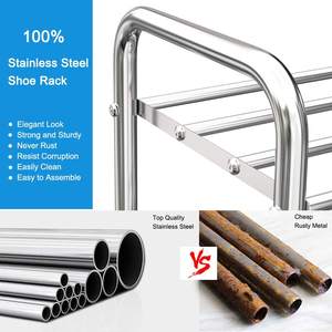 ตัวเชื่อมพลาสติกเสริมความแข็งแรงแบบประหยัด และท่อเหล็กหนาสำหรับจัดเก็บ ชั้นวางรองเท้าสแตนเลสแบบโชว์ - Product Image 5