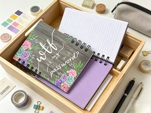 Quaderno a Spirale con Motivo Floreale e Finitura Effetto Legno Rustico, Diario per Password e Testo <span class=keywords><strong>Corsivo</strong></span>, per Casa e Ufficio, Vendita all'Ingrosso - Product Image 5