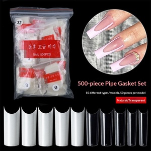 Puntas de <span class=keywords><strong>Uñas</strong></span> Transparentes en Forma de C, Tamaño Mediano, Estilo Francés, 500 Piezas por Bolsa, Logotipo Personalizado - Product Image 1