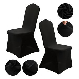 Housse de chaise de mariage 100 pièces en tissu polyester élastique noir pour événements et chaises d'église - Product Image 1