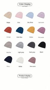 Bonnet en tricot unisexe chaud en fourrure de lapin couleur unie pour l'automne et l'hiver, logo personnalisé disponible - Product Image 2