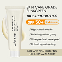 Crème solaire hydratante et blanchissante végane bio en gros, sans sulfate, à l'extrait de riz et probiotiques, anti-UV SPF 50