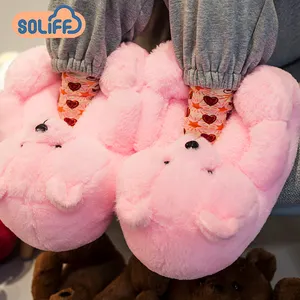 Cheap teddy bear Slippers brown Indoor Lady Shoes Women House Slippers Plush teddy bear slippers For Girls