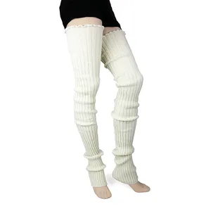 Foot Traffic Damen Cable-Knit Beinlinge, warme und lange fußlose Oberschenkel höhen