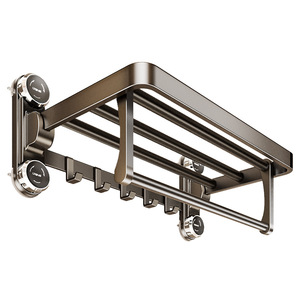 Blue Vine Gunmetal Gray Suction Mounted Towel Rack Set 2 Bars Bathroom Storage Organizer Shelf No Drilling Required - Product Image 4