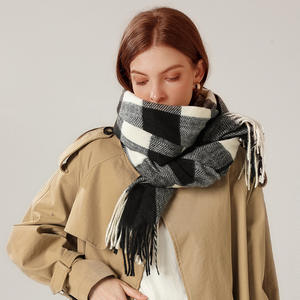 Écharpe d'hiver de haute qualité, écharpes à carreaux d'automne de haute qualité, couleurs <span class=keywords><strong>pastel</strong></span> claires, châle en cachemire chaud tissé pour femmes - Product Image 2