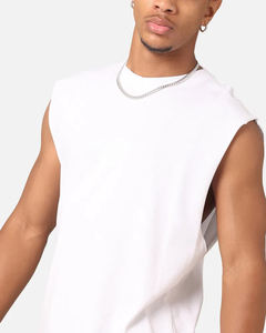 Camiseta Deportiva Oversize de Algodón 100% para Hombre, Estilo Streetwear, Sin Mangas, Transpirable, Tejida, con Estampado Floral Personalizado - Product Image 4