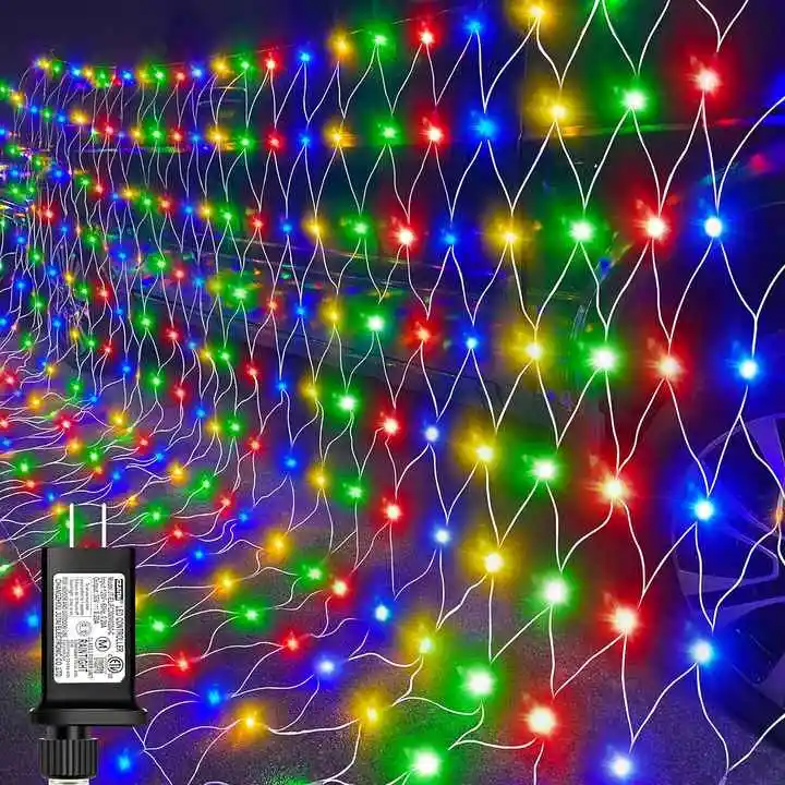 JXJT lampu setrip LED 8 Mode 360, lampu jaring pencahayaan setrip IP65 untuk dekorasi pesta kebun & pohon Natal, lampu LED peri natal ukuran 8 Mode