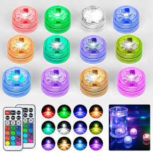 Mini <span class=keywords><strong>RGB</strong></span> chìm đèn LED Set 10PCS nhiều màu nhỏ tealight nến 2 gói từ xa pin hoạt động trụ cột không thấm nước - Product Image 5