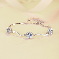 Bracelet minimaliste en argent sterling S925 certifié GRA, serti de six griffes en forme de cœur, coupe ronde, 0,5 CT*3 Moissanite, pour femmes