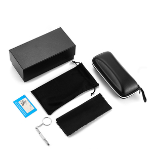 Estuche para gafas con cremallera de PU y patrón de lichi cuadrado, bolsa de tela para gafas con diseño de cielo y tierra, caja de embalaje exterior, impresión de logotipo. - Product Image 1