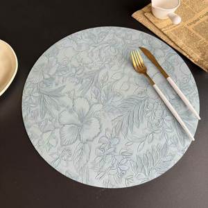 Set de table circulaire double face en cuir imperméable et antidérapant, résistant à l'huile, pour hôtel et maison, isolant thermiquement - Product Image 2