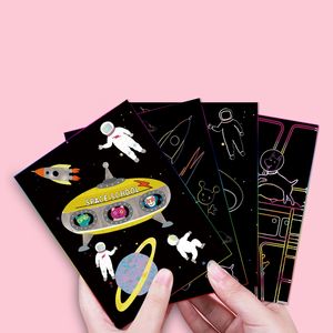 Lukisan goresan DIY disesuaikan 9 buah menggaruk Dra ruang tema sketsa gambar seni untuk anak-anak ajaib pelangi kertas tempel - Product Image 3