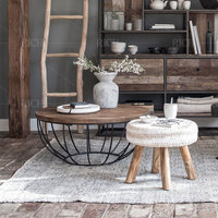 Table basse ronde en bois MDF, meuble Design moderne haut en bois pour salon, Table centrale en verre