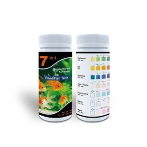 Bandelettes de test d'eau 7 en 1 pour aquarium et bassin, avec tests de pH, chlore, nitrate, nitrite, dureté et carbonate - Product Image 1