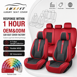 Coprisedili Universali Luxfit Effetto Pelle, Set Completo Impermeabile Rosso e Nero, Protezione per 5 Posti, per Berlina, SUV, Pickup, Vendita all'Ingrosso OEM - Product Image 1