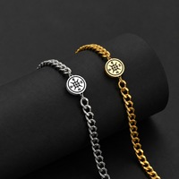 Bracelet en acier inoxydable pour homme, chaîne cubaine, breloque boussole, bracelet minimaliste, bijoux personnalisés gravés
