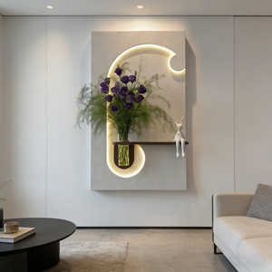 Pintura Decorativa de Lujo Personalizada de Fábrica, Arte en Piedra Arenisca 3D, Decoración para el Hogar, Plantas Hidropónicas con Iluminación LED, Arte Colgante - Product Image 5