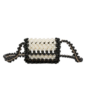 Monederos y bolsos de lujo para mujer, bolso de mano de noche con cuentas a la moda, bolsos de hombro tipo bandolera con cadena de perlas para mujer - Product Image 2