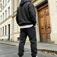 Hoodie Oversize Celana Flare Streetwear Setelan Jogger Hoodie Hitam Washed Set Celana Sweatpants Produsen Langsung dari Pabrik