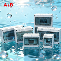 Kotak Distribusi Pemutus Sirkuit Listrik Plastik Tahan Air IP65 untuk Luar Ruangan A&B HT-24WAYS 24-Way 360x280x110mm