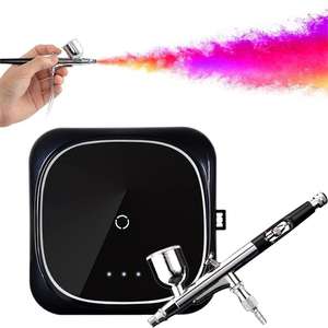 Kit aérographe avec <span class=keywords><strong>compresseur</strong></span> avec buse de 0.3mm 30PSI haute pression Idéal pour la peinture Modelage Décoration Gâteau Pâtisserie Maquillage Nail Art - Product Image 2