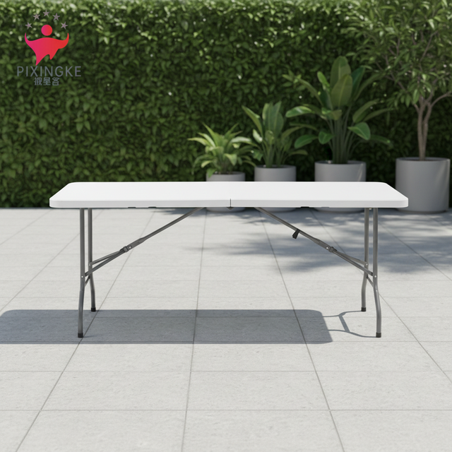 Portable 6ft White Plastic Round Table Chair Set Modern Folding Tables for Outdoor Events Parties Hotels