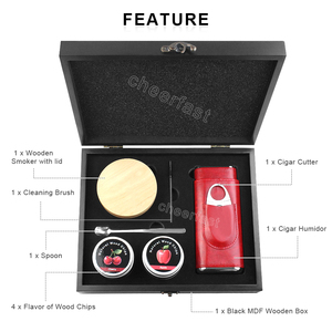 Étui à cigares de luxe avec ensemble fumeur de whisky et étui de voyage pour cigares, copeaux de bois, ensemble fumeur de cheminée en bois pour cocktails, pour cadeaux d'affaires - Product Image 5